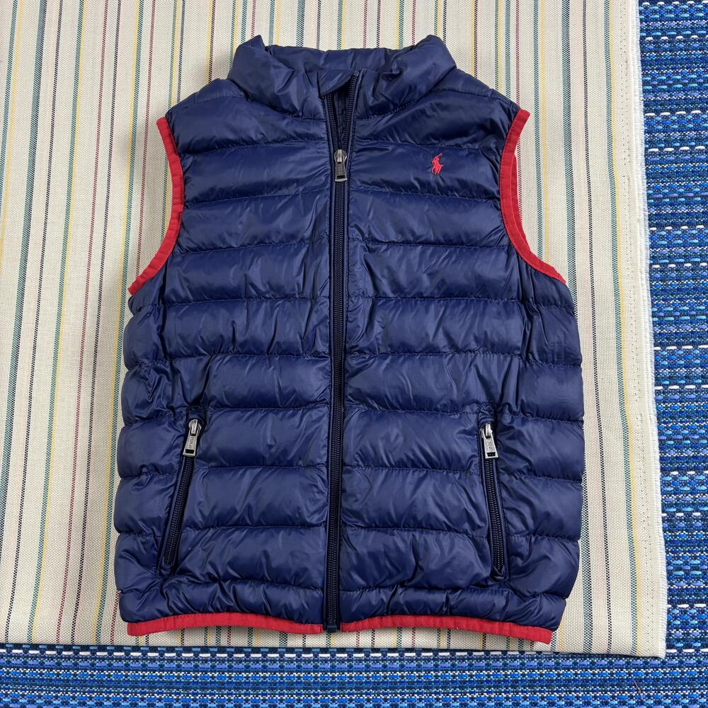 Polo Ralph Lauren Vest Kids 4 Blue Quilted Puffer Zip Logo Outdoor Warm Winter